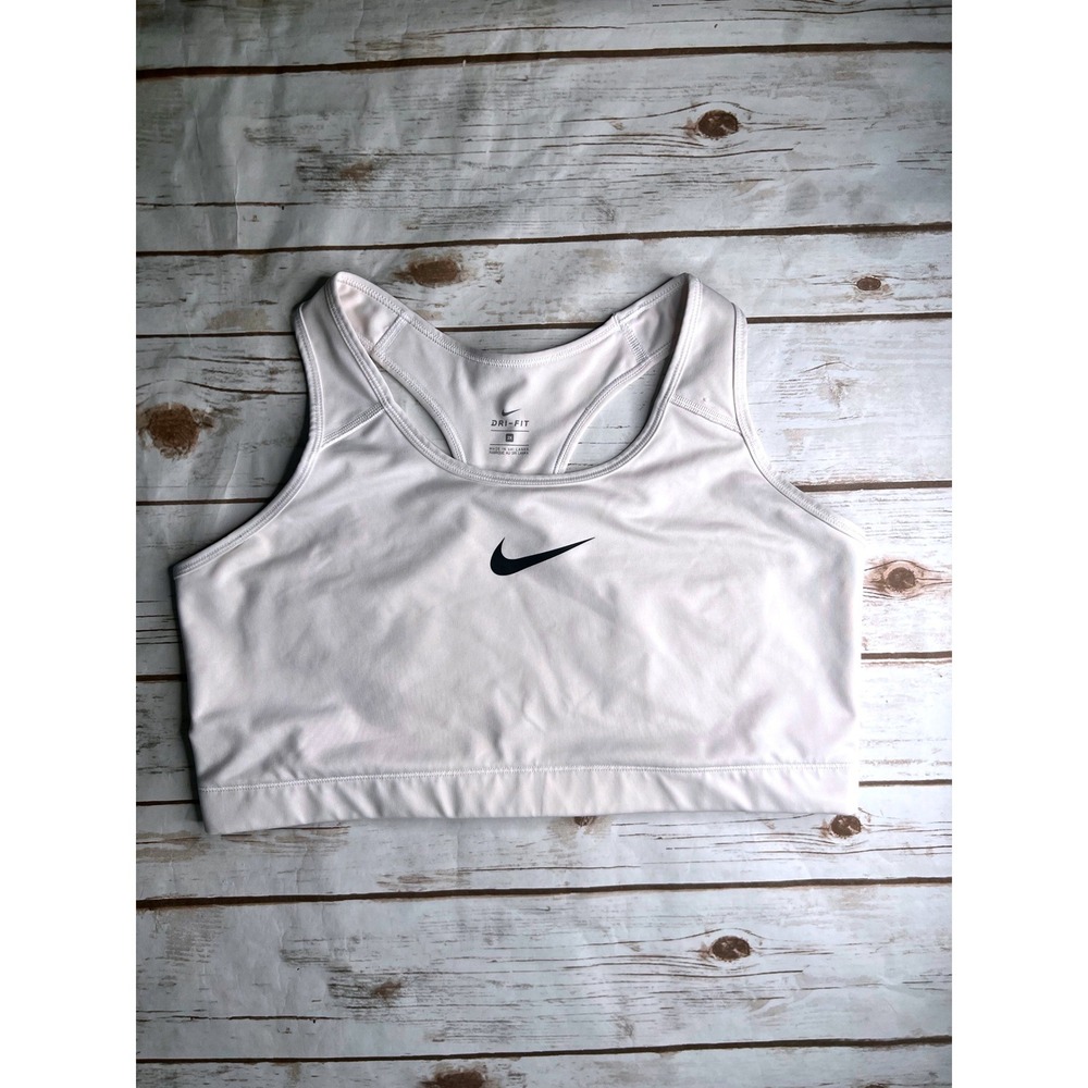 Nike Sports Bra White Dri-FIT Racerback Swoosh Logo 2X